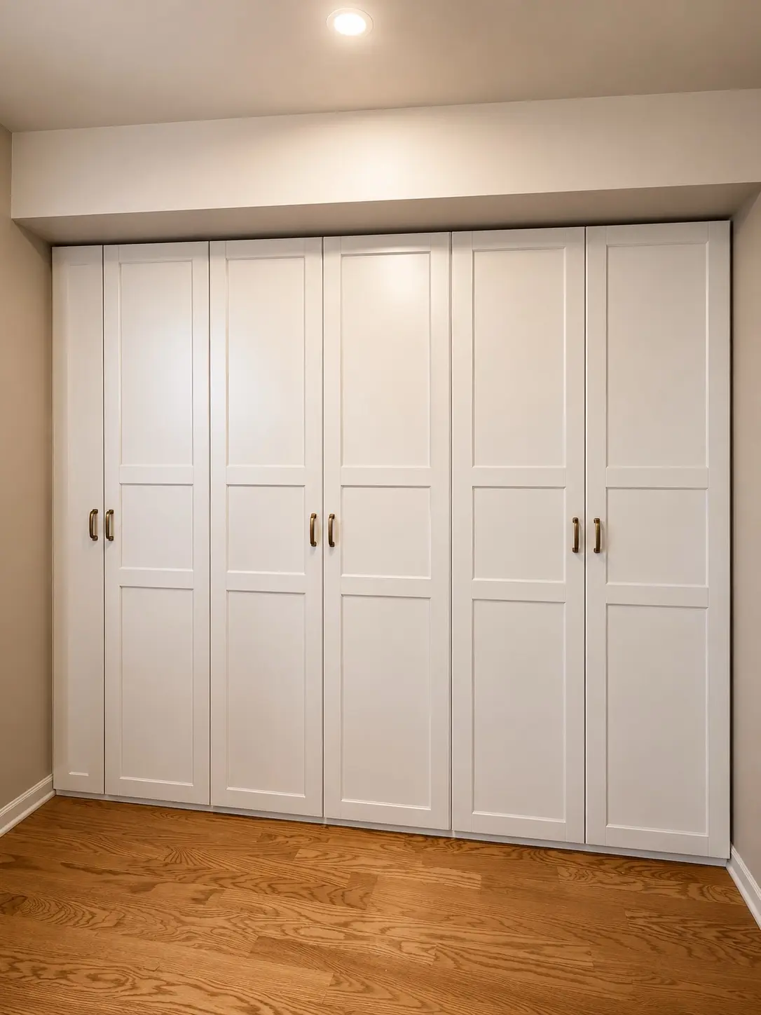 White floor-to-ceiling wardrobe with paneled doors